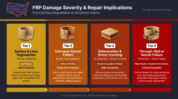 FRP tank damage severity spectrum from surface degradation to through-wall failure