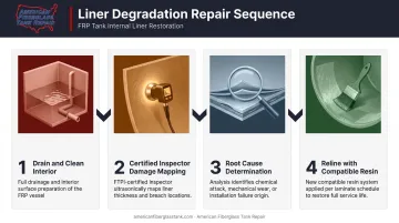 Four-step FRP internal liner degradation diagnosis and repair process flow