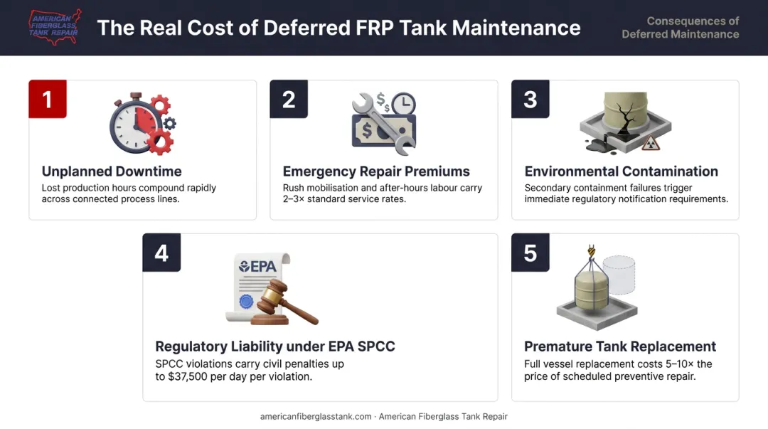 Five financial and regulatory consequences of ignoring FRP tank failure risks