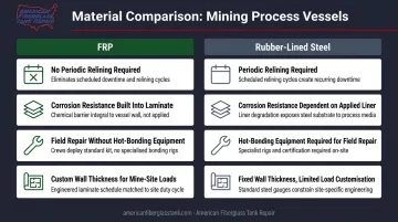 FRP versus rubber-lined steel side-by-side comparison for mining vessel applications