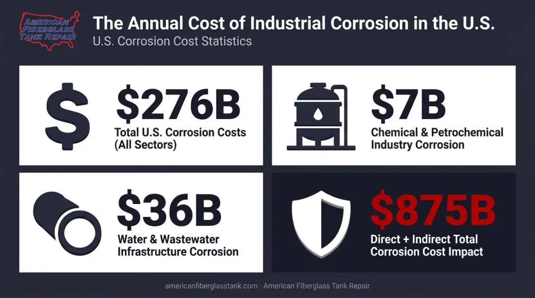 U.S. industrial corrosion annual cost breakdown across four infrastructure categories