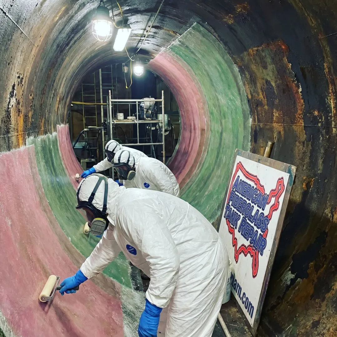 FRP repair crew working on a power plant scrubber