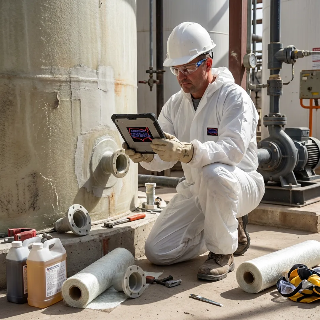 FRP tank repair process inspection
