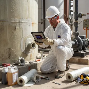 FRP tank repair process inspection