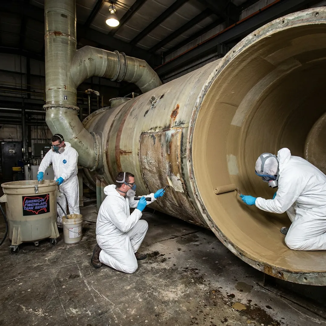 FRP scrubber maintenance in an industrial plant