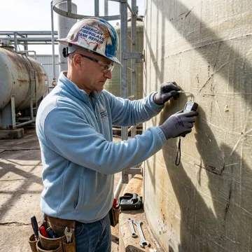 Fiberglass water storage tank inspection