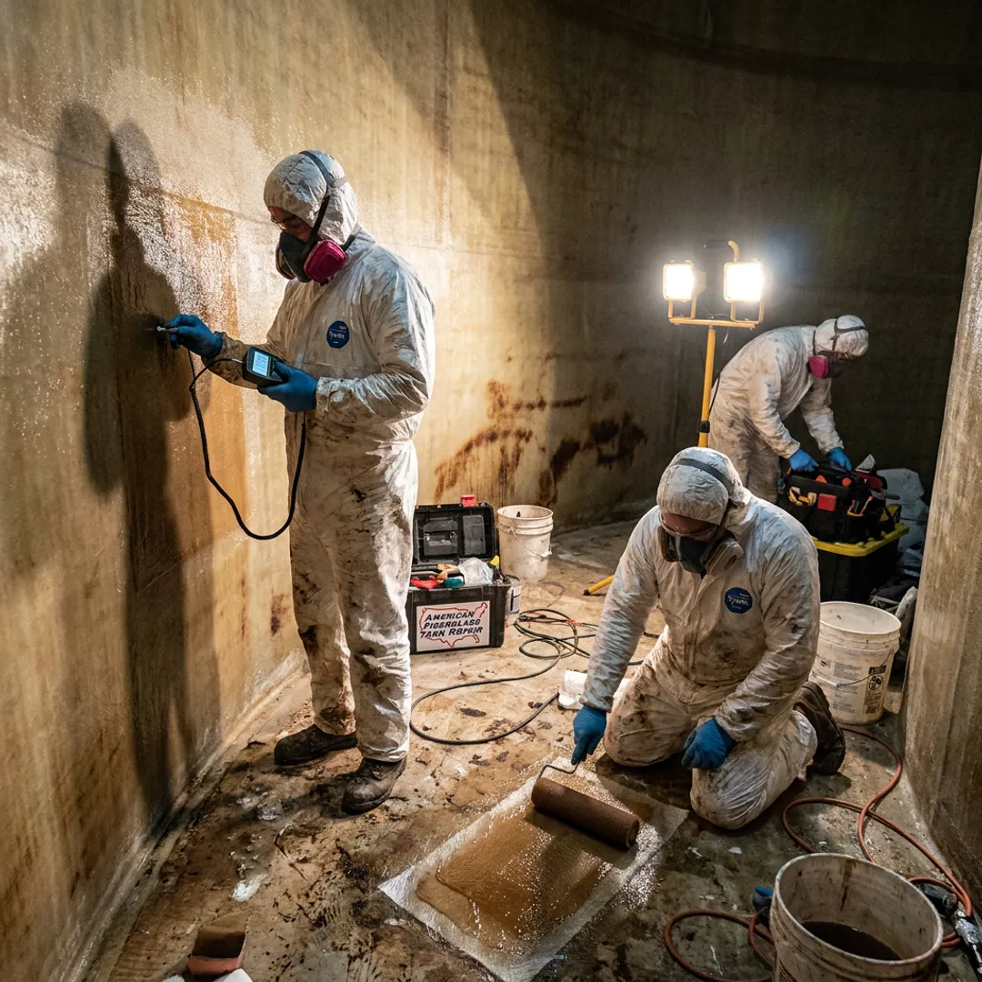 FRP tank lining inspection and repair process
