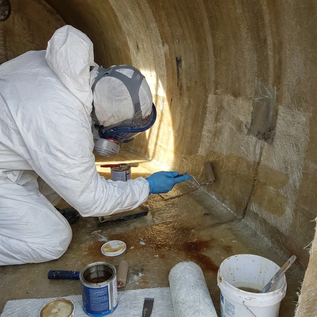 FRP tank inspection and lining process