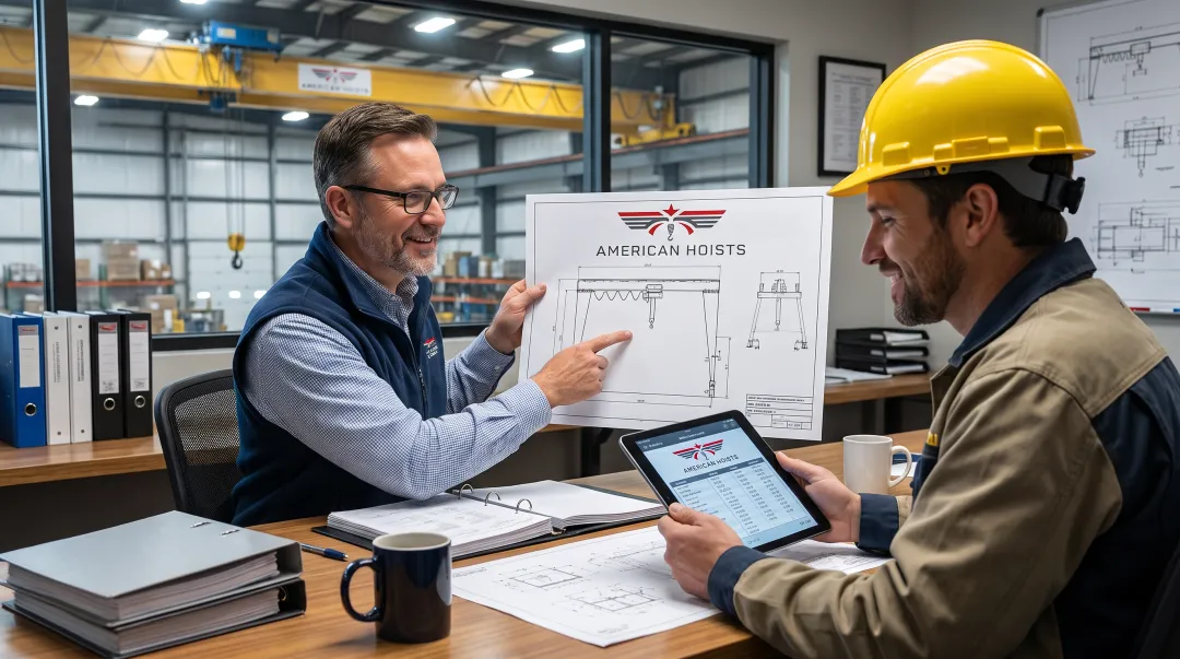 American Hoists specialist consultant assisting engineer with crane equipment specification