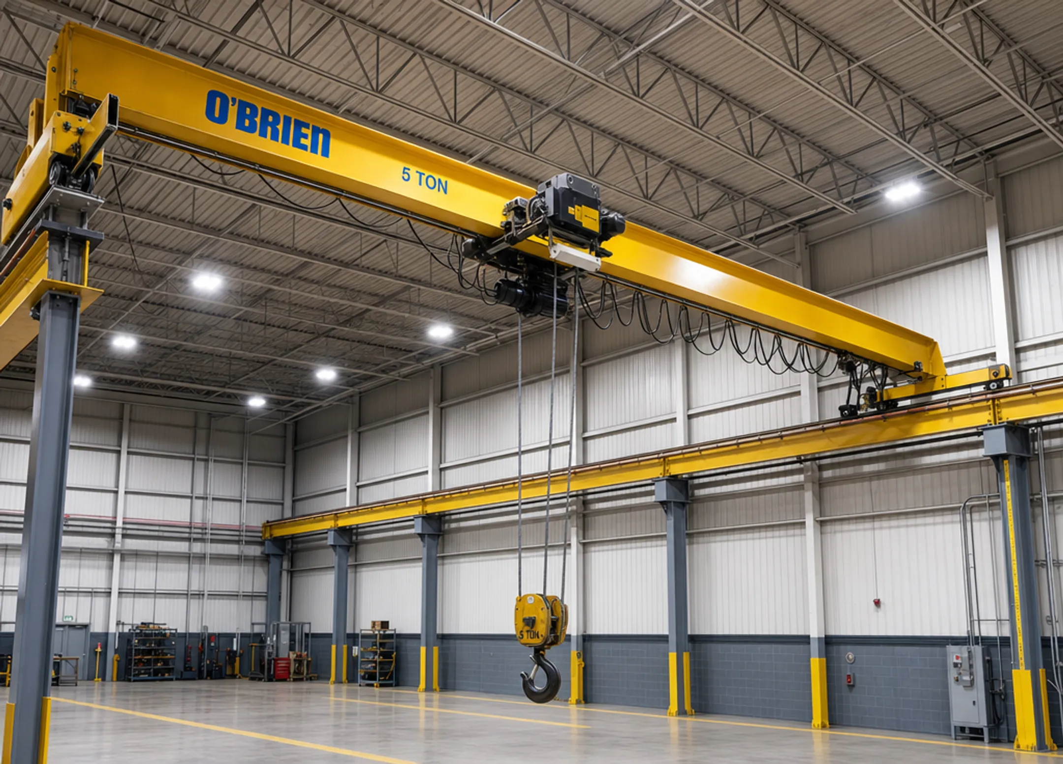 Overhead bridge crane hoist system with hook and safety latch