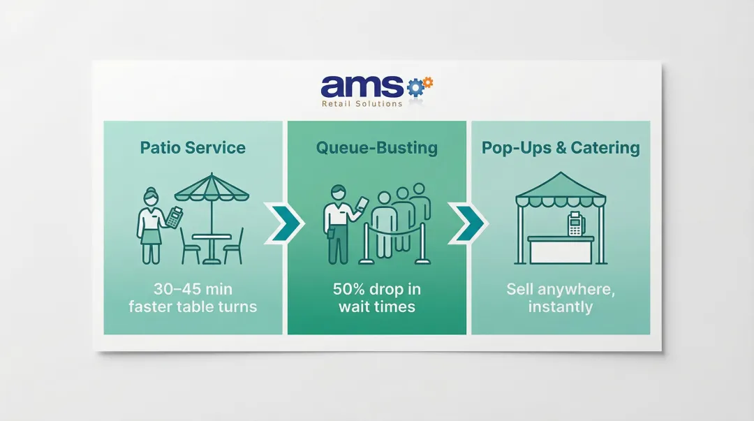 Three portable POS use cases patio queue-busting and pop-up cafe scenarios