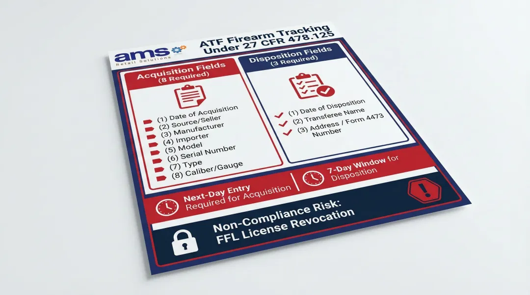 ATF firearm disposition record compliance requirements infographic for FFL dealers