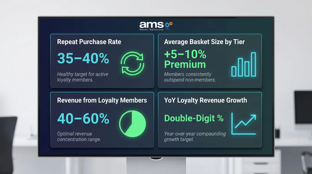 Four garden center loyalty program KPIs tracking metrics dashboard infographic