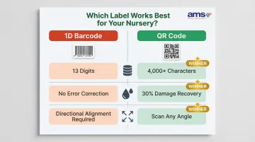 QR codes versus 1D barcodes nursery comparison data capacity durability scanning