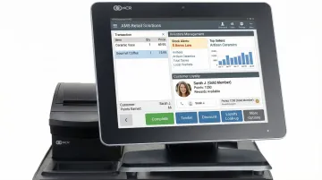 NCR Voyix Counterpoint POS interface displaying specialty retail inventory and loyalty tools