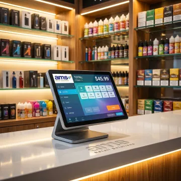 POS system in use at a vape and tobacco retail store