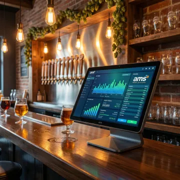 Brewery taproom POS system displaying real-time sales analytics dashboard