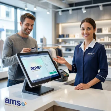 Retail POS system on a store counter in Chicago