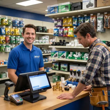 Irrigation supply store POS system at checkout
