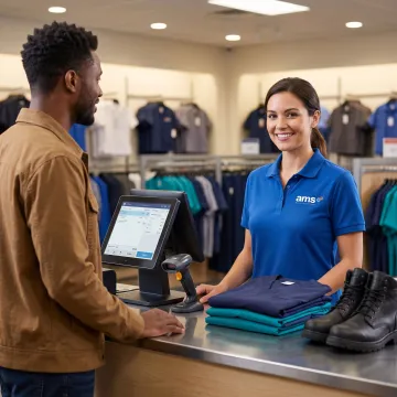 Workwear store POS system at checkout