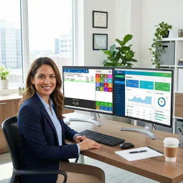 Retail IT technician setting up and integrating a POS system with an eCommerce platform on a computer