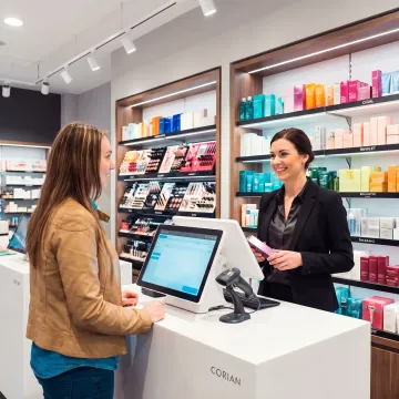 Beauty supply store POS system at checkout