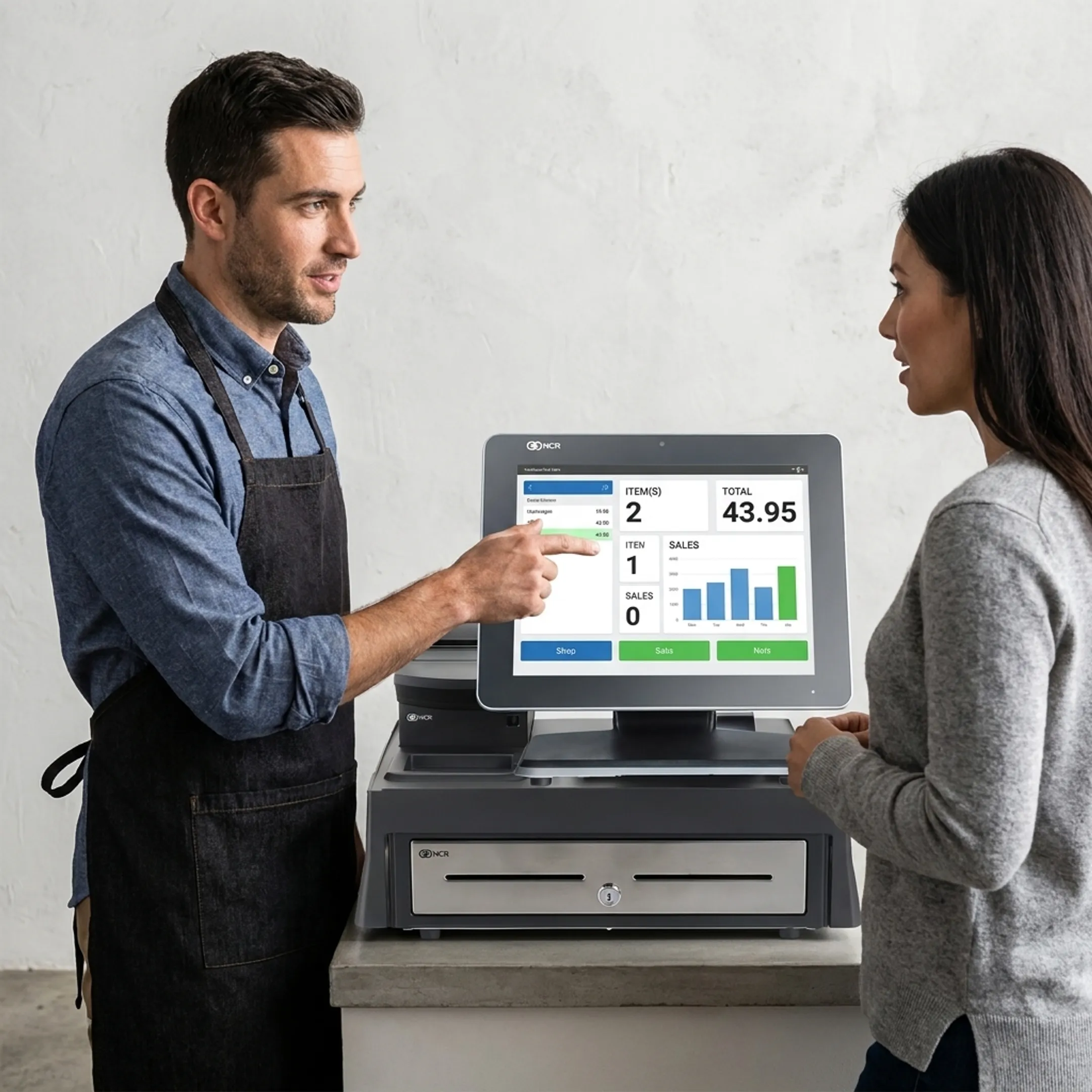 Specialty retail team using connected POS and inventory management technology