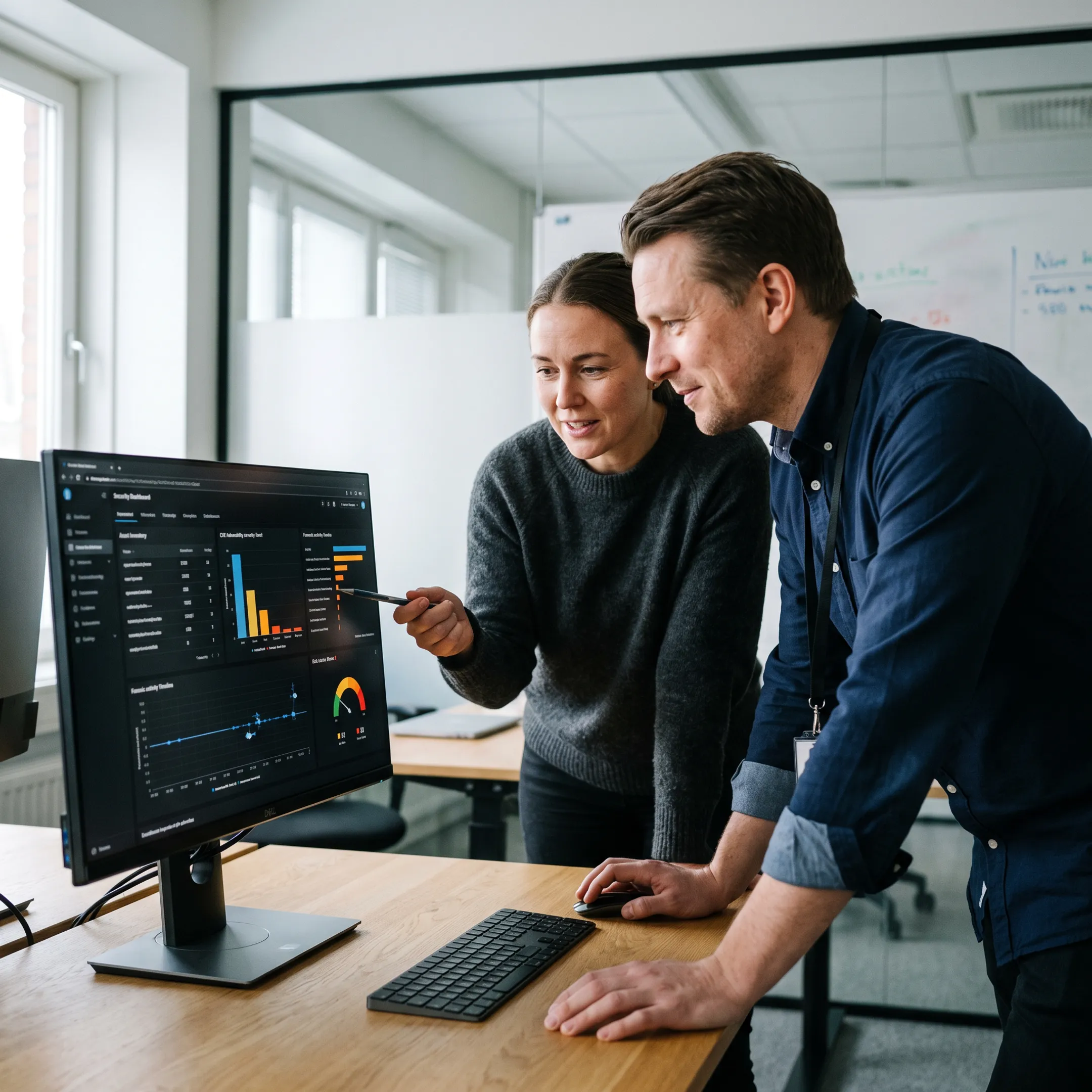 Security team reviewing unified cyber risk and vulnerability monitoring dashboard