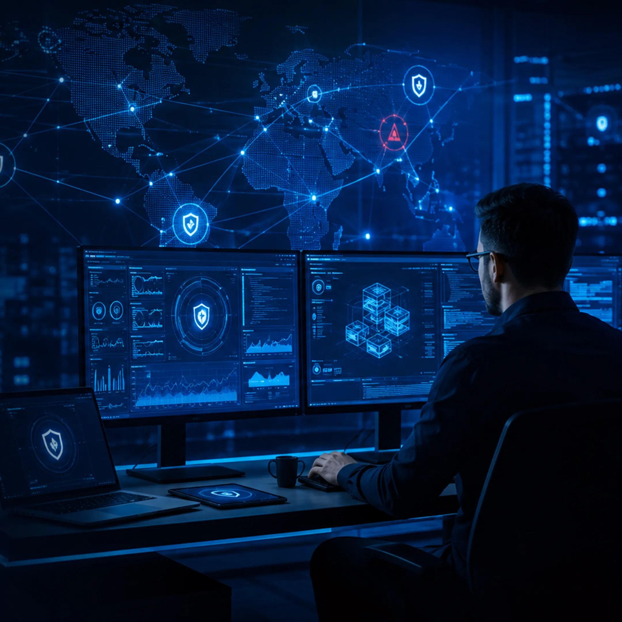 Cybersecurity dashboard monitoring Windows and Linux endpoints