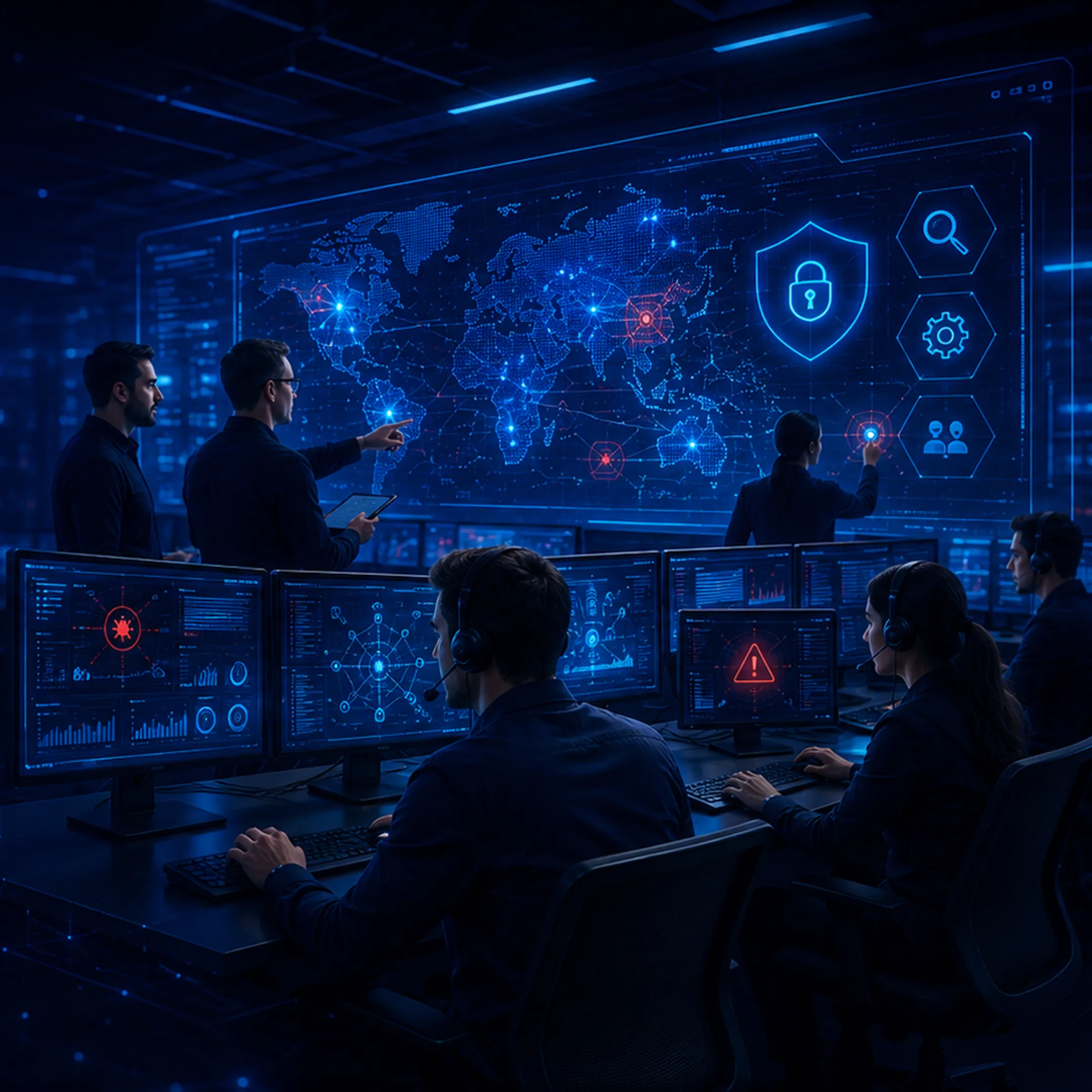 Security analyst reviewing endpoint threats, vulnerability data, and forensic insights on a cybersecurity dashboard.