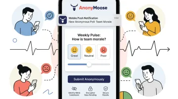 AnonyMoose Polls and Surveys platform interface showing anonymous employee feedback features