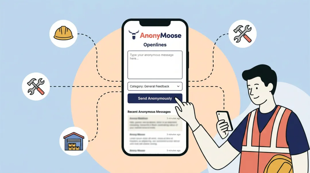 AnonyMoose Openlines anonymous employee feedback submission interface on mobile app
