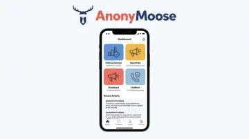 AnonyMoose unified mobile platform showing polls surveys openlines broadcast and hotlines features