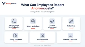 Six categories of anonymous workplace reporting issues employees can submit
