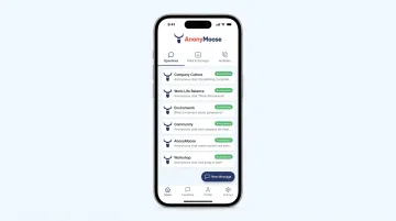 AnonyMoose mobile app feedback tools showing Openlines Polls and Hotlines features