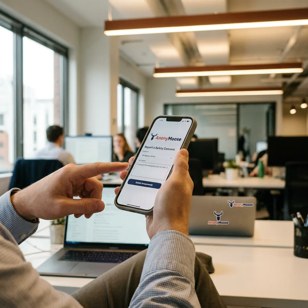 Employee using an anonymous workplace safety reporting app