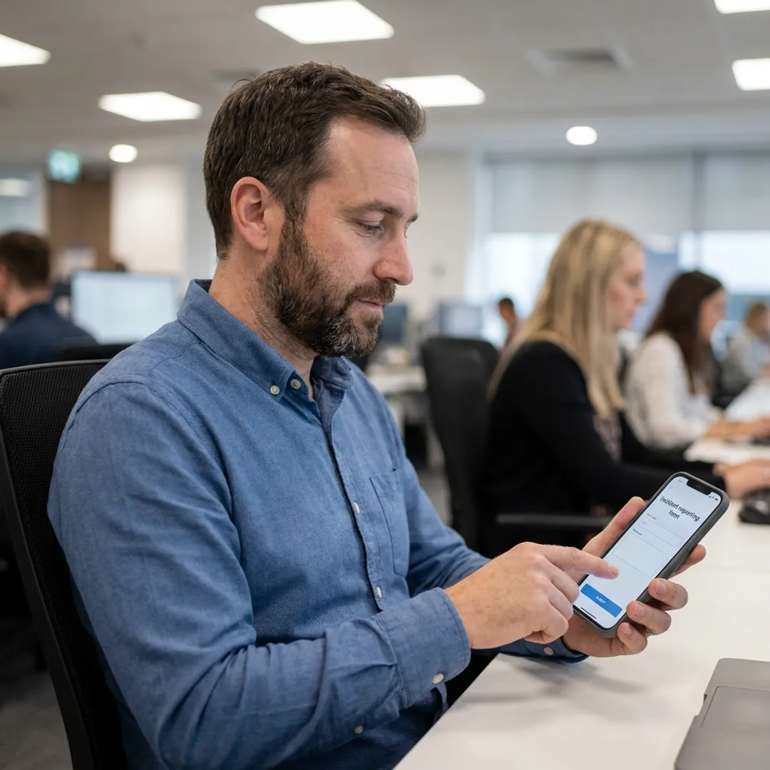 Employee using anonymous workplace reporting app