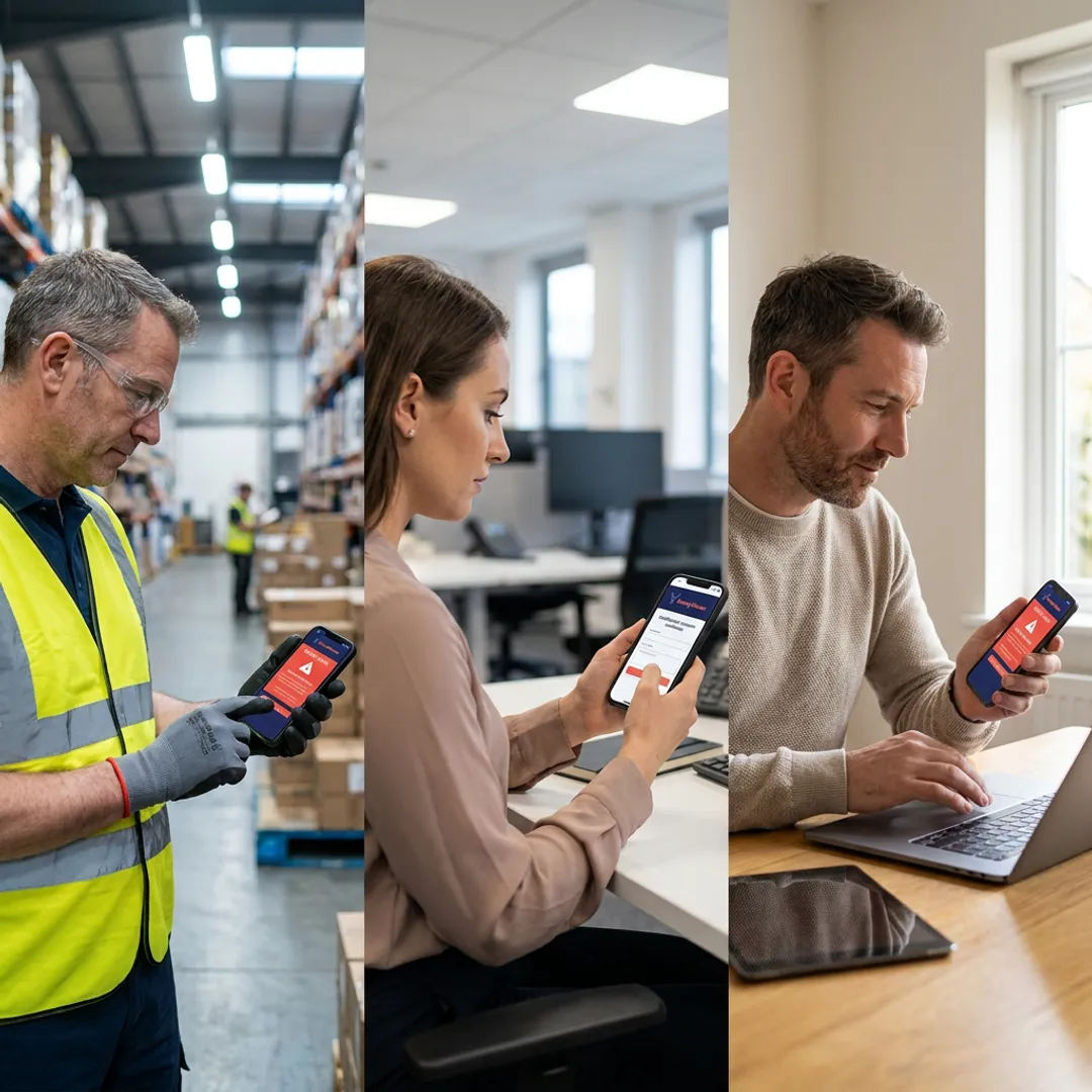 Workplace team receiving safety alerts