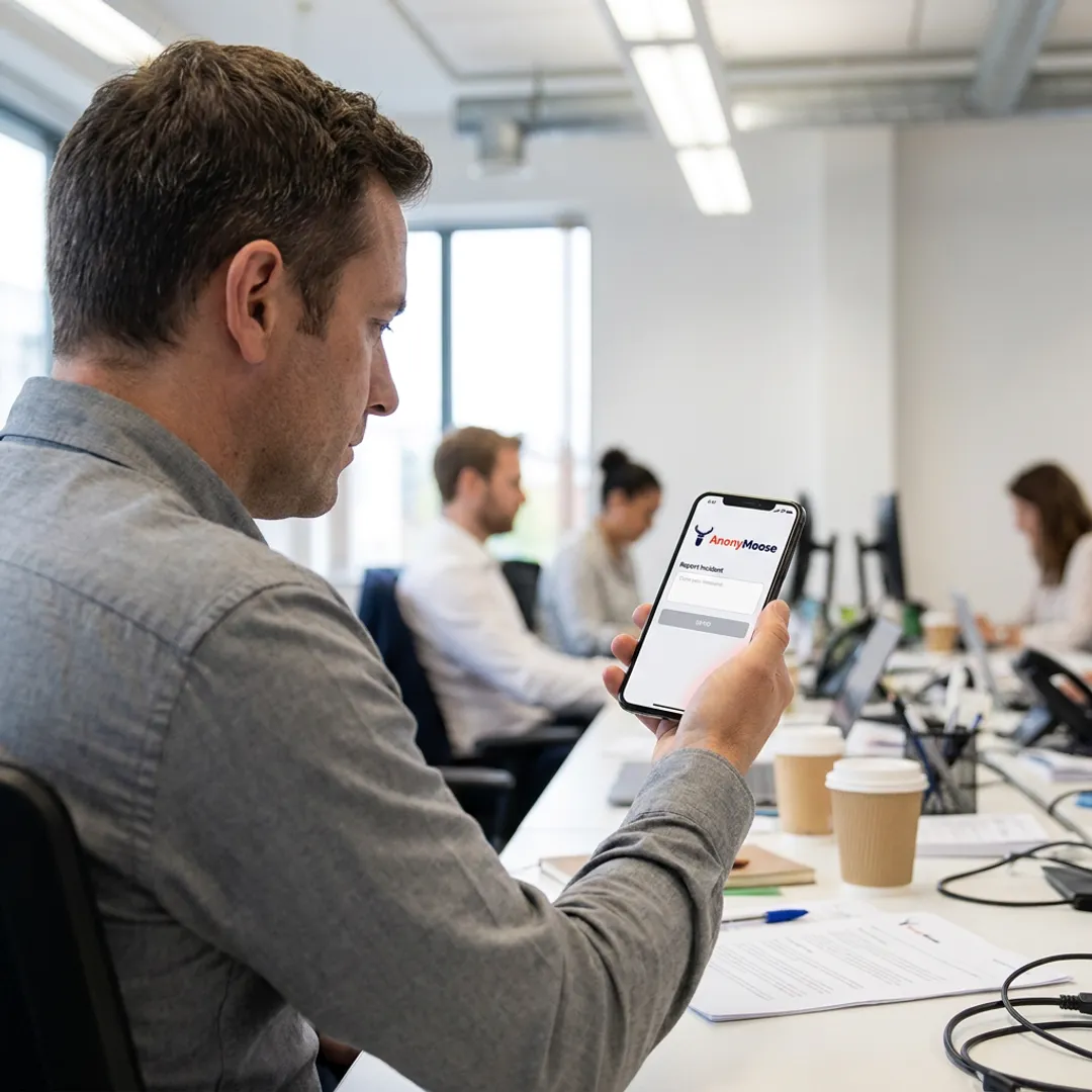 Employee using anonymous workplace health hotline app