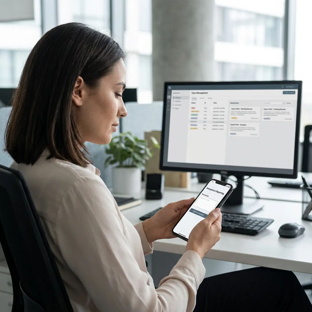 Employee using an anonymous emergency hotline app