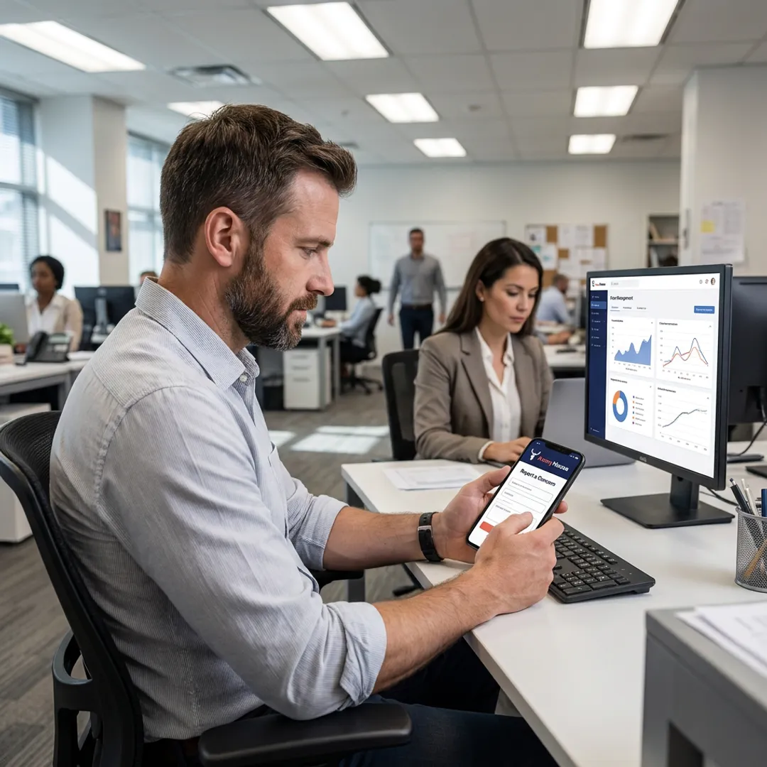 Employee using anonymous workplace violence hotline app