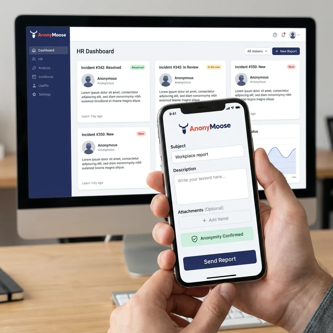 Secure anonymous workplace reporting on mobile app