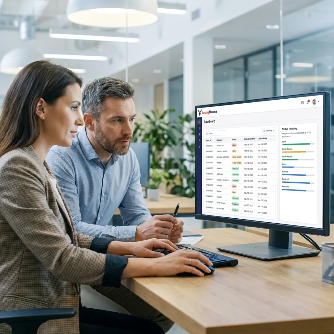 HR team managing anonymous workplace violation reports