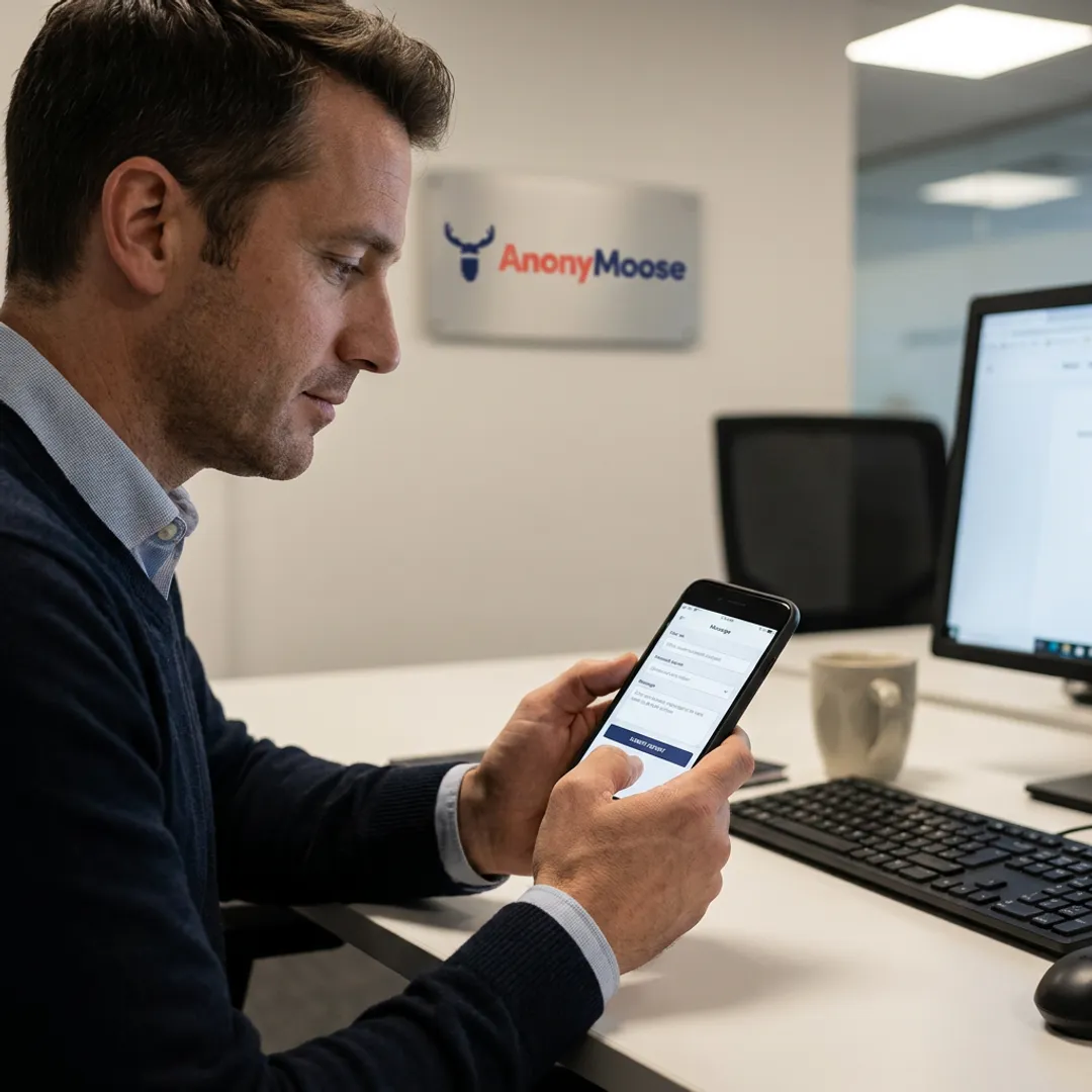 Employee reporting a workplace violation anonymously on a mobile app