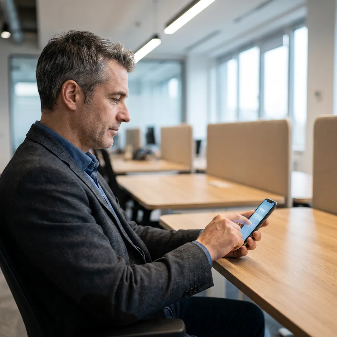 Employee using a secure workplace harassment reporting app