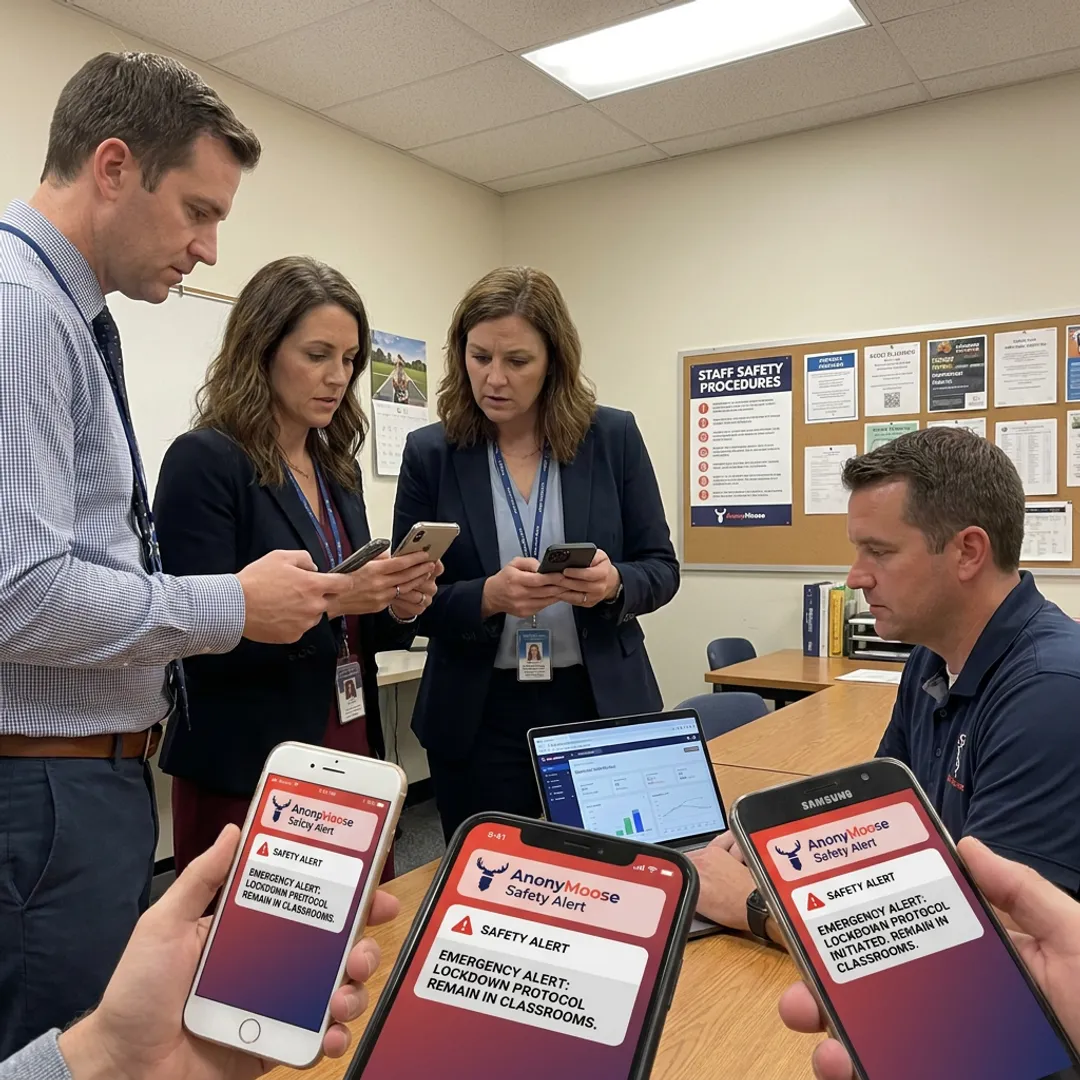 Mobile emergency alert system for school staff