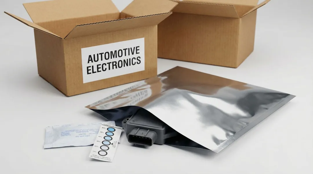 ESD protective packaging for automotive electronics sensors ECUs and connectors in corrugated cartons