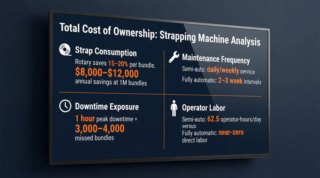 Total cost of ownership four-factor analysis comparing semi-automatic and fully automatic strapping machines