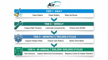 Strapping machine preventive maintenance schedule daily weekly monthly and bi-annual tasks