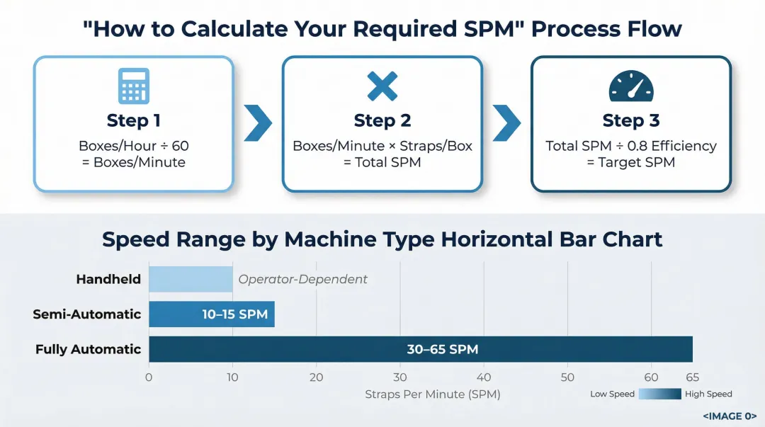 Strapping machine speed requirements calculation and benchmarks by machine type